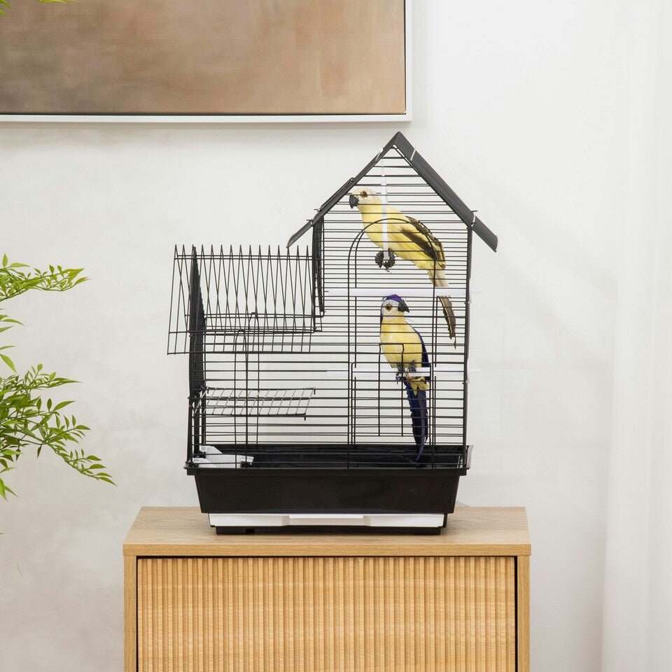 Fakhri Metal Bird Cage, With Plastic Perch, Swing Ring, Handle, 39 x 33 x 47cm