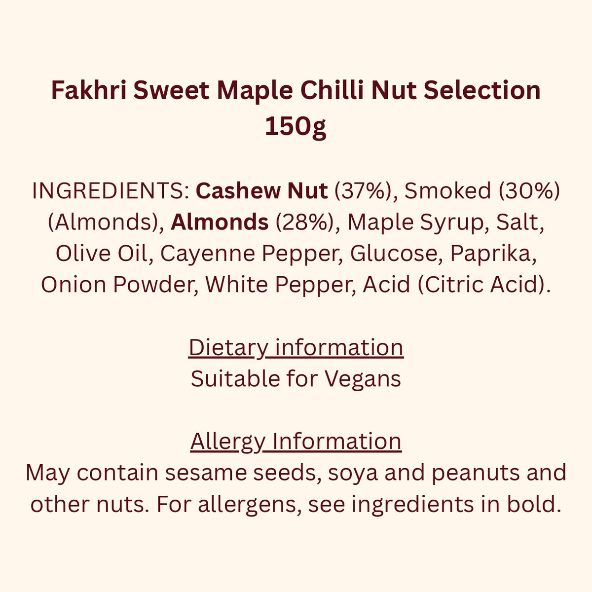 Fakhri Sweet Maple Chilli Nut Selection 150g (Pack of 1)