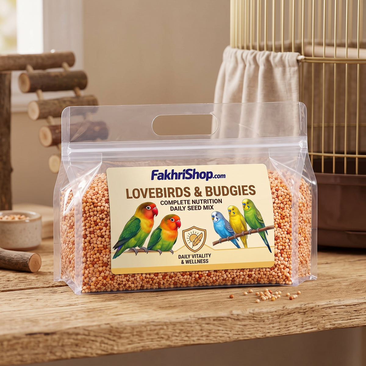 Give your birds the nourishment they need with Fakhri Budgies Nutritional Seed Mix, a carefully balanced blend designed to support the health and vitality of budgerigars, lovebirds, and other small beak birds. This high-quality mix combines premium canaryseed and white millet to deliver essential nutrients that promote energy, strong feather condition, and overall wellbeing.