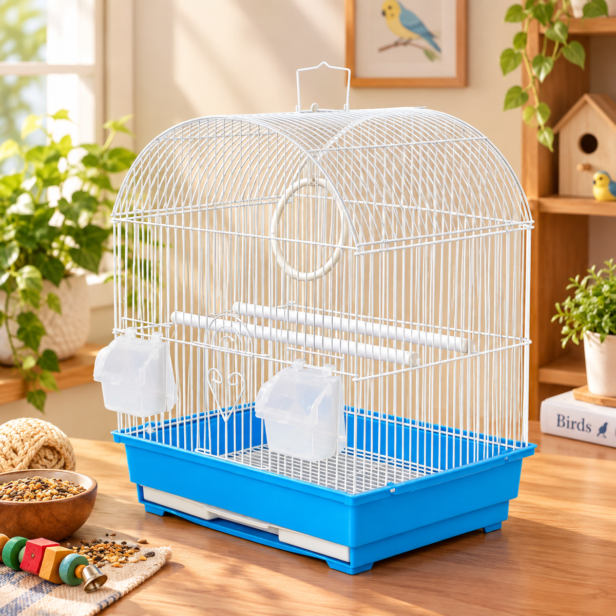 Fakhri Curved Bird Travel Cage Blue 34x28x43cm
