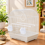 Fakhri Curved Small Bird Travel Cage White 34 x 28 x 43cm