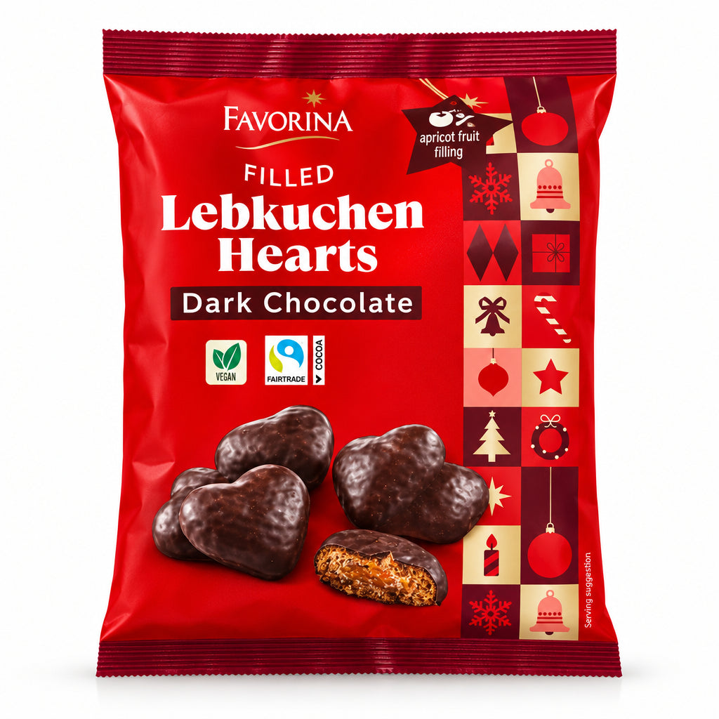 Favorina Lebkuchen Hearts Dark Chocolate 300g (Pack of 1)