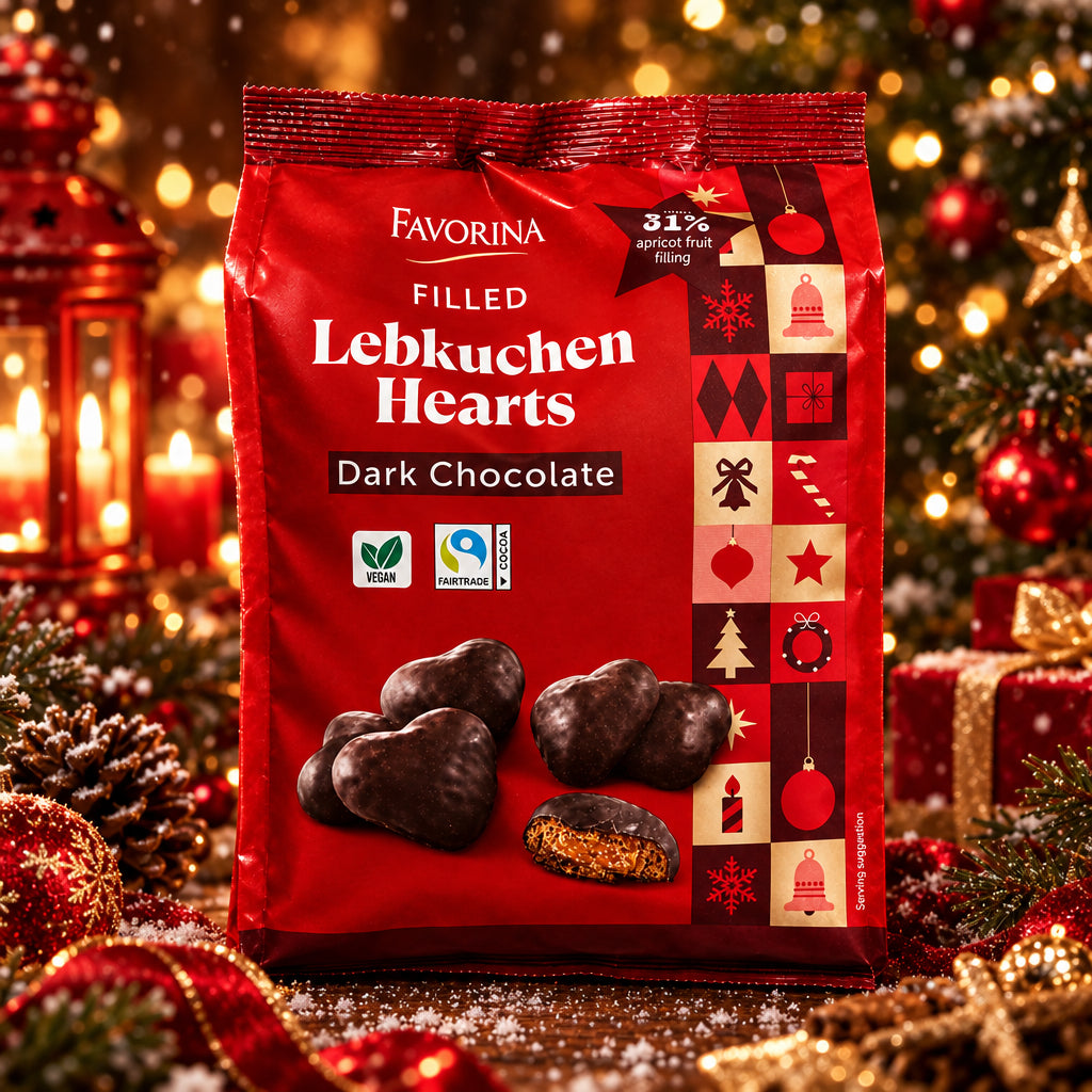 Favorina Lebkuchen Hearts Dark Chocolate 300g (Pack of 1)