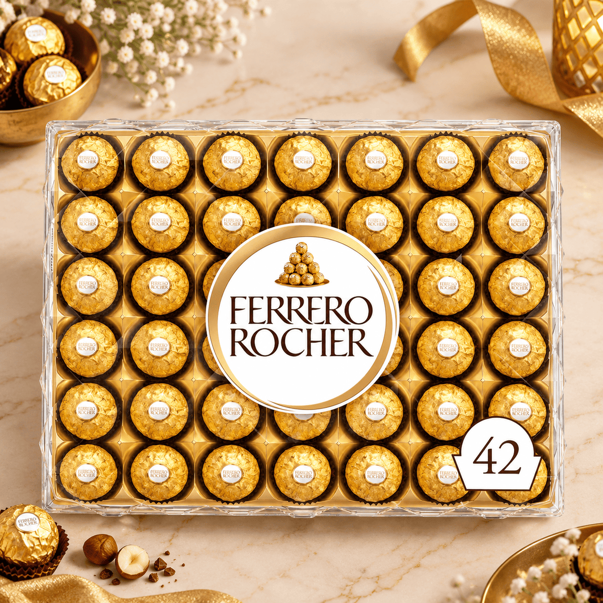 Ferrero Rocher Boxed Chocolates 42 Pieces 525G (Pack of 1)