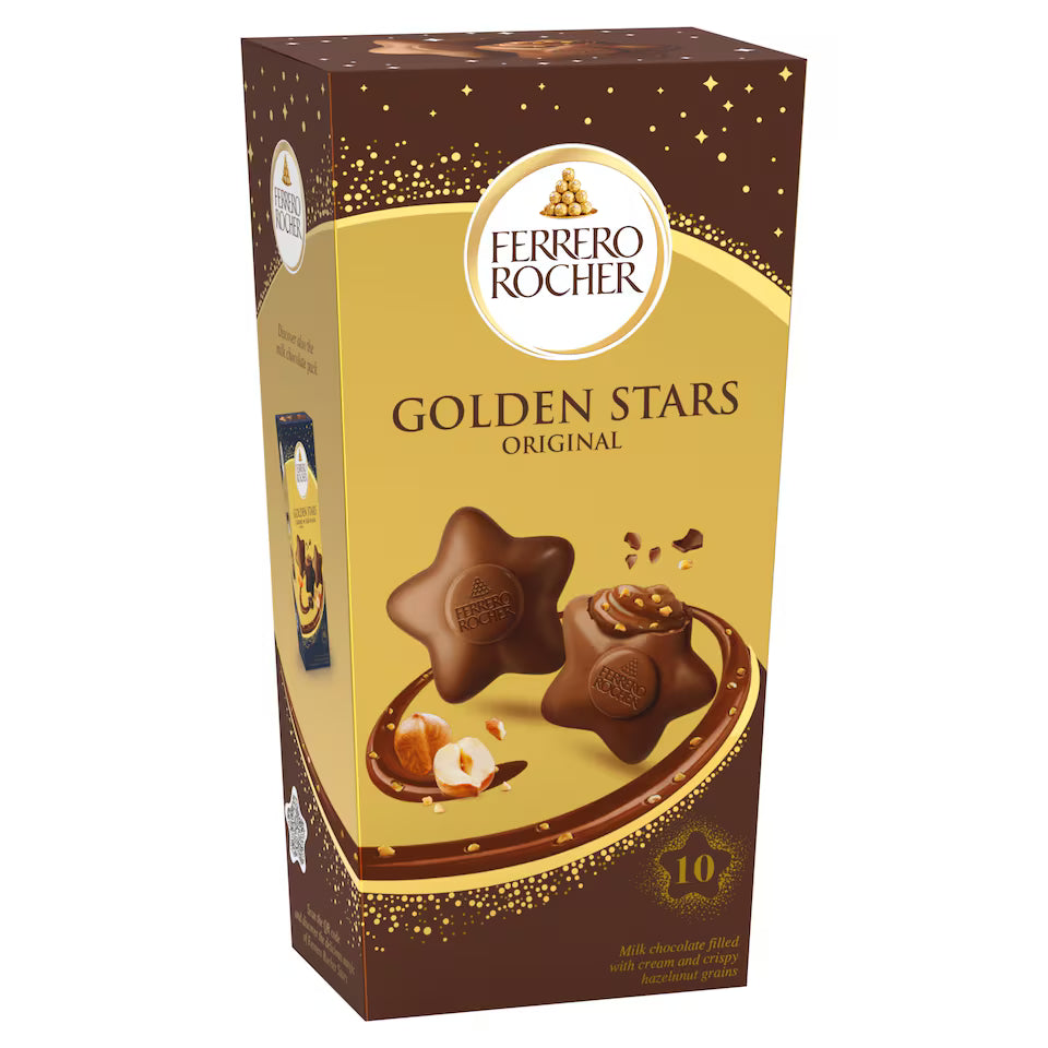 Ferrero Rocher Golden Stars Milk Chocolate and Hazelnut, 115g (Pack of 1)