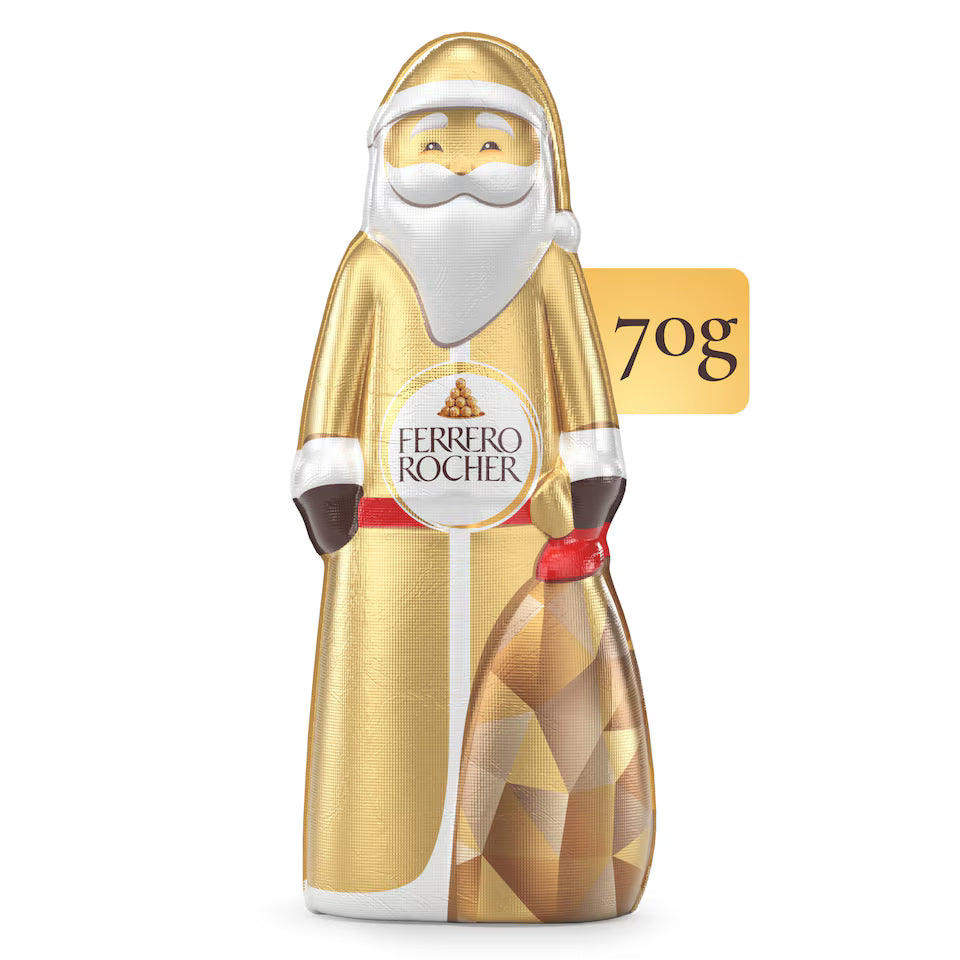 Ferrero Rocher Santa Milk Chocolate with Crunchy Hazelnut Pieces, 70g (Pack of 1)