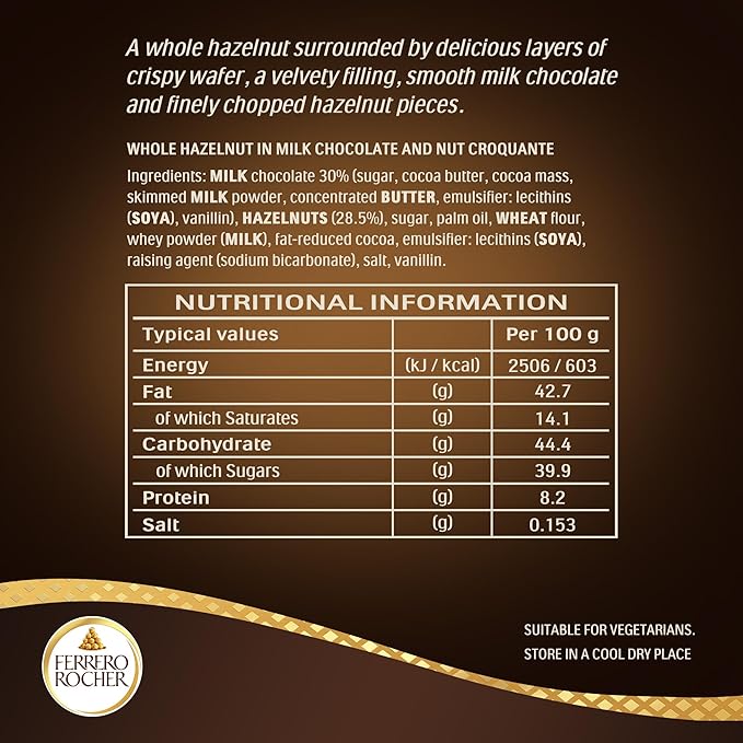 Ferrero Rocher Boxed Chocolates 42 Pieces 525G (Pack of 1)