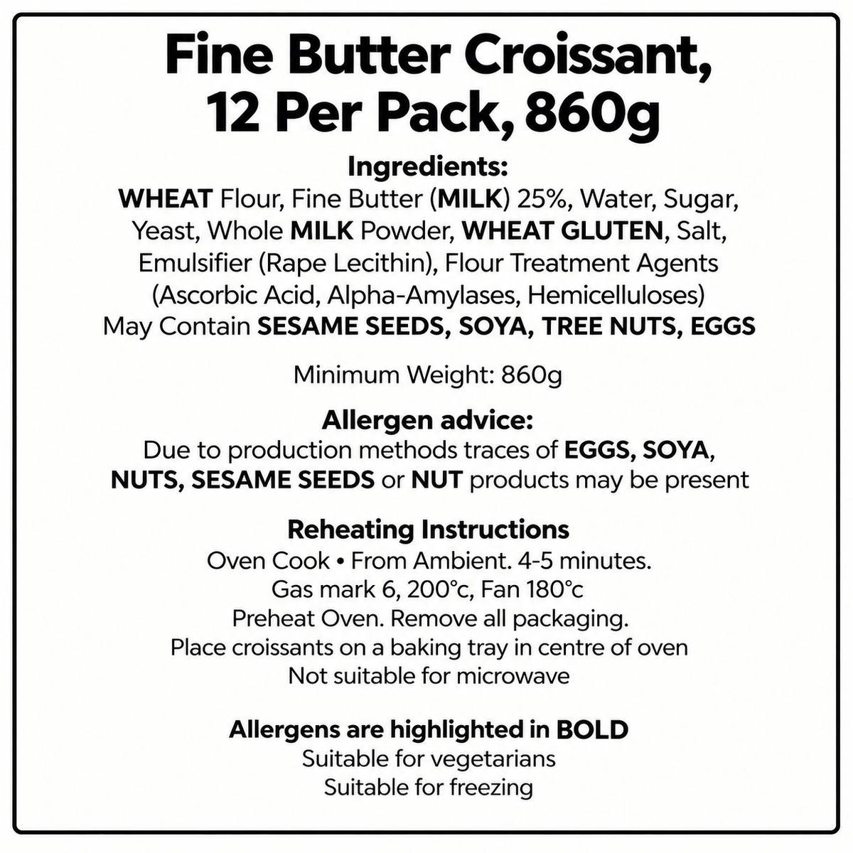 Fine Butter Croissant 12 Per Pack