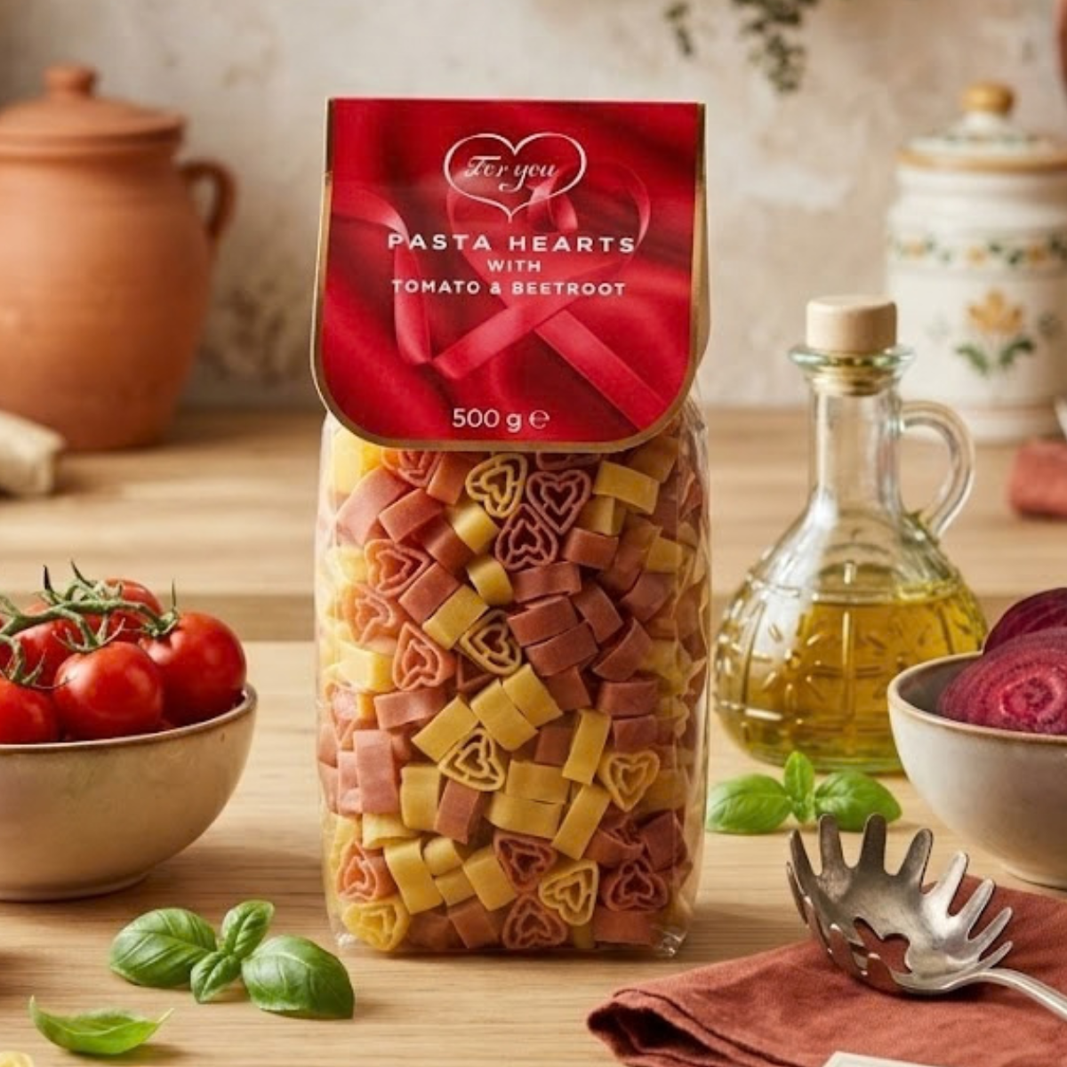 For You - Pasta Hearts with Tomato & Beetroot (500g)