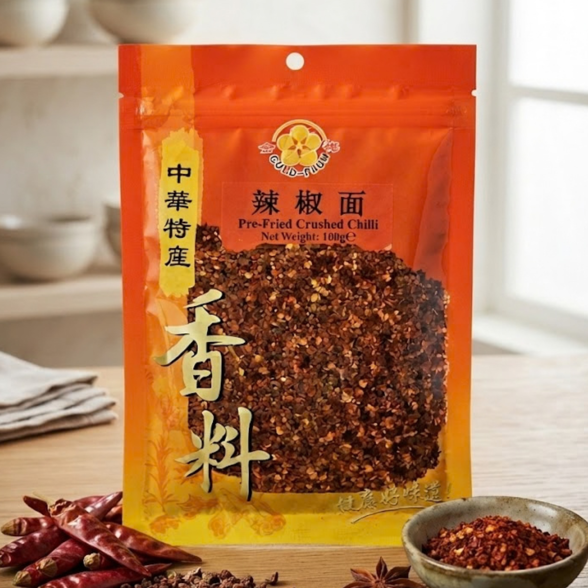 GOLD PLUM Pre-Fried Crushed Chilli 100G