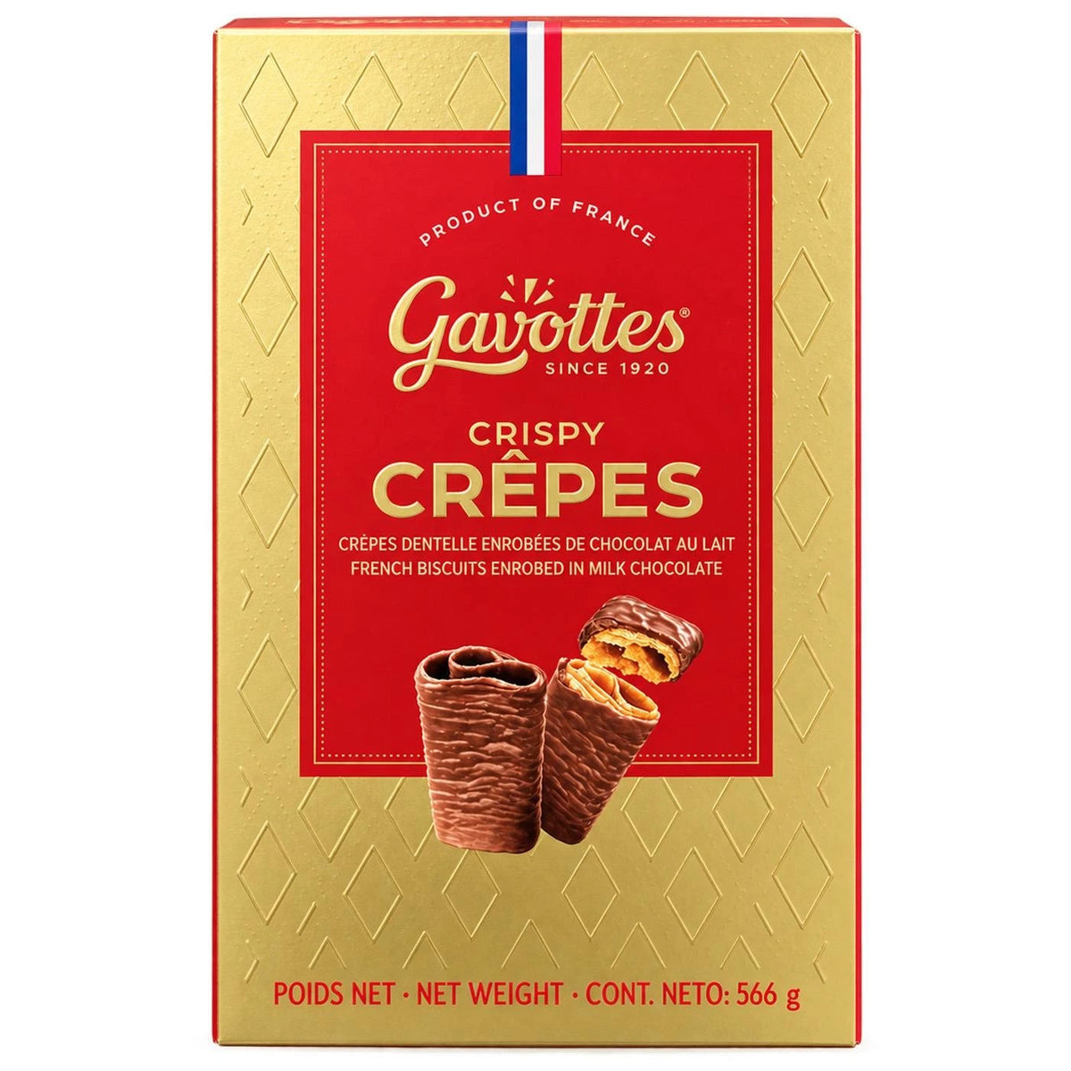 Gavottes Crispy Crepes French Biscuits Milk Chocolate Enrobed Gift Box Pack 566g (Pack of 1)