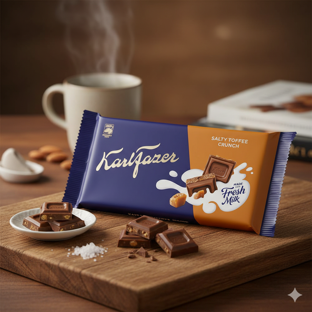 Fazer Milk Chocolate Tablet with Salty Toffee Crunch 145g