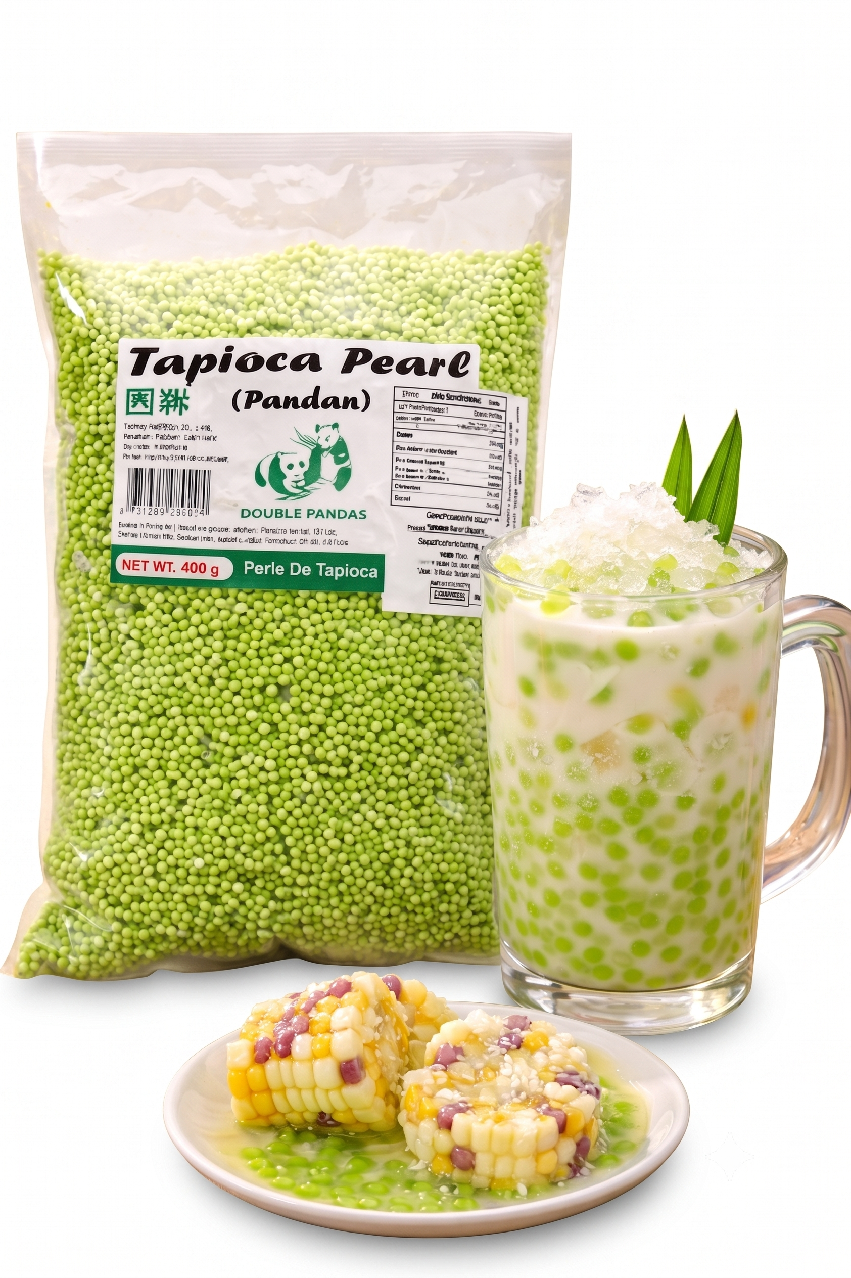 Double Panda Tapioca Pearls Pandan Flavour 400g – Chewy Dessert & Bubble Tea Pearls