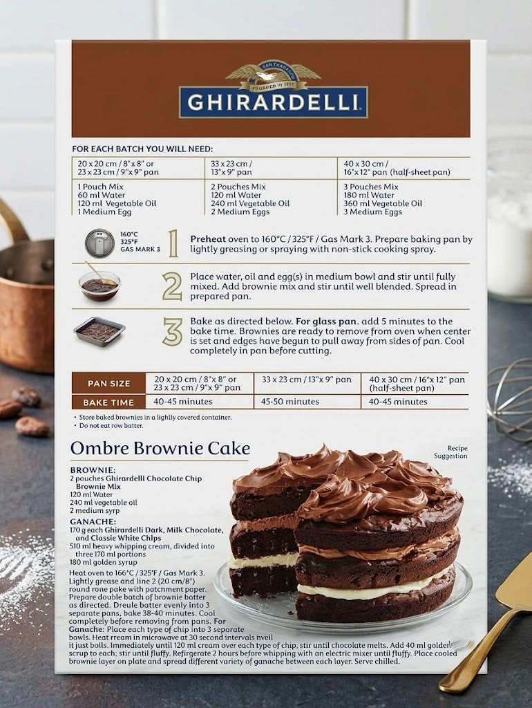 Ghirardelli Chocolate Chip Brownie Mix, 4 x 566g