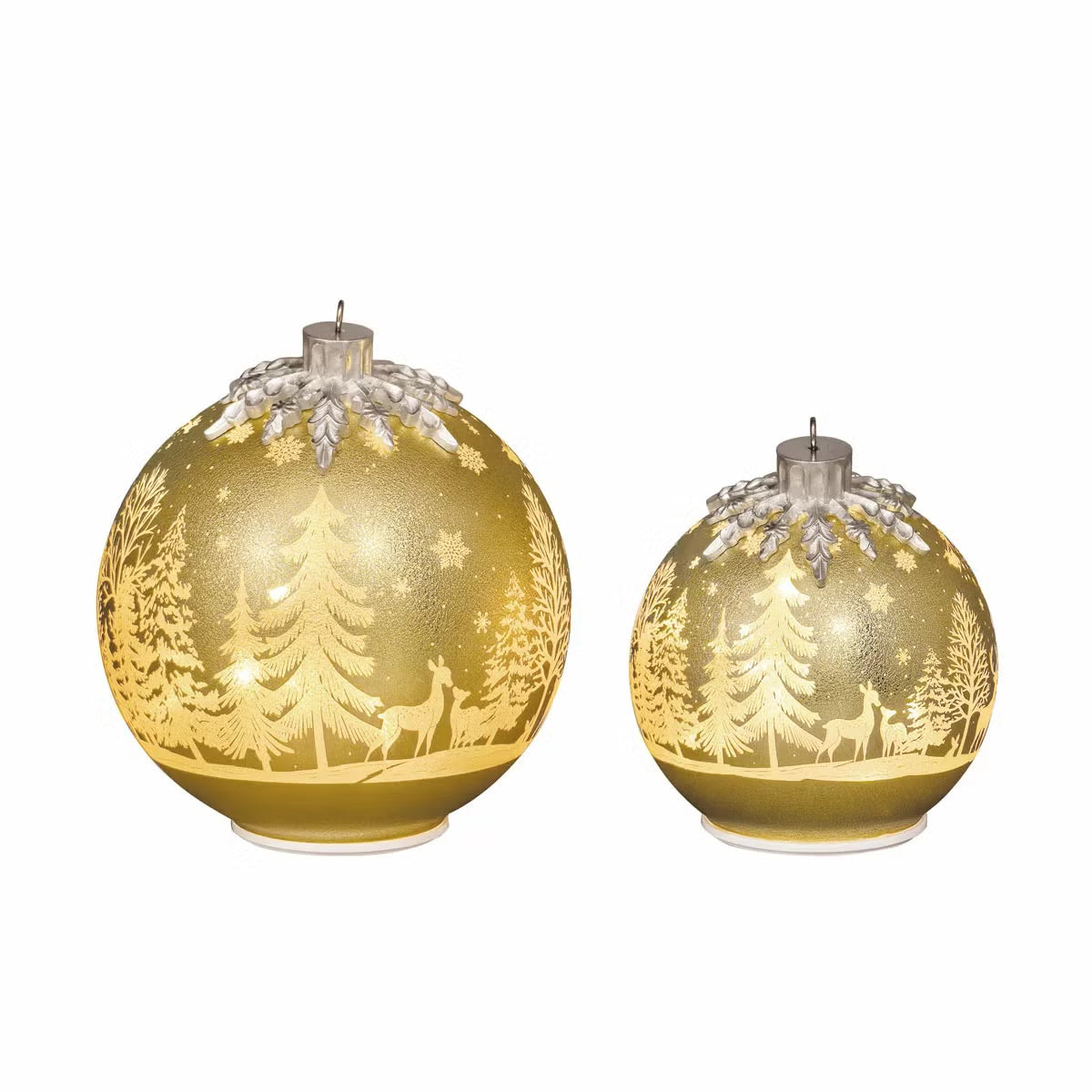 Glass Rotating Balls Assortment- Set of 2 (Gold)