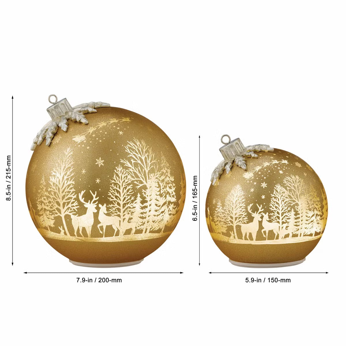 Glass Rotating Balls Assortment- Set of 2 (Gold)