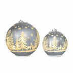 Glass Rotating Balls Assortment- Set of 2 (Silver)