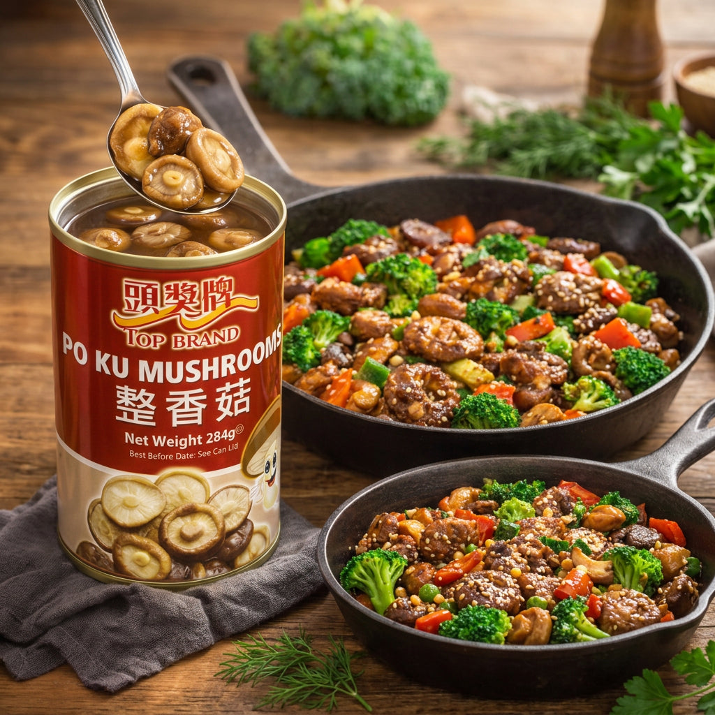 Golden Swan PoKu Mushroom (Shitake) – Whole Shiitake Mushrooms in Brine, 284g