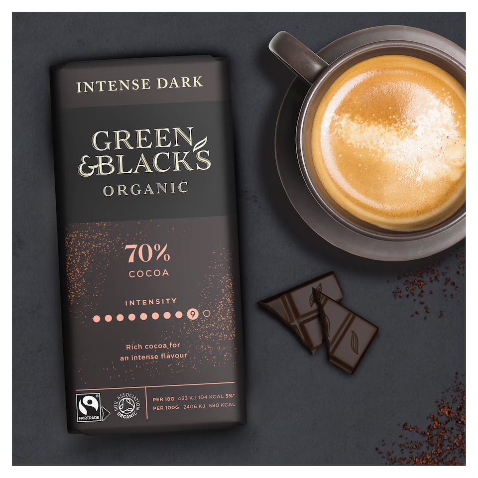 Green & Black's Organic 70% Dark Chocolate Bar 90g (Pack of 1)