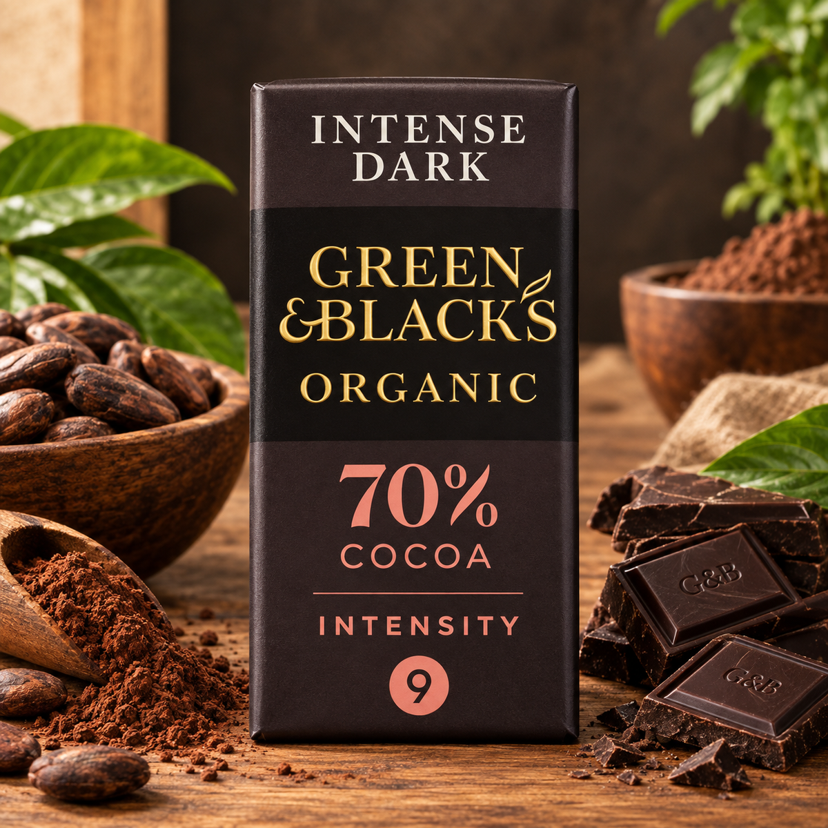 Green & Black's Organic 70% Dark Chocolate Bar 90g (Pack of 1)