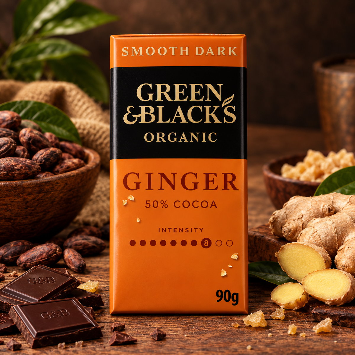 Green & Blacks Organic Ginger Dark Chocolate 90G (Pack of 1)