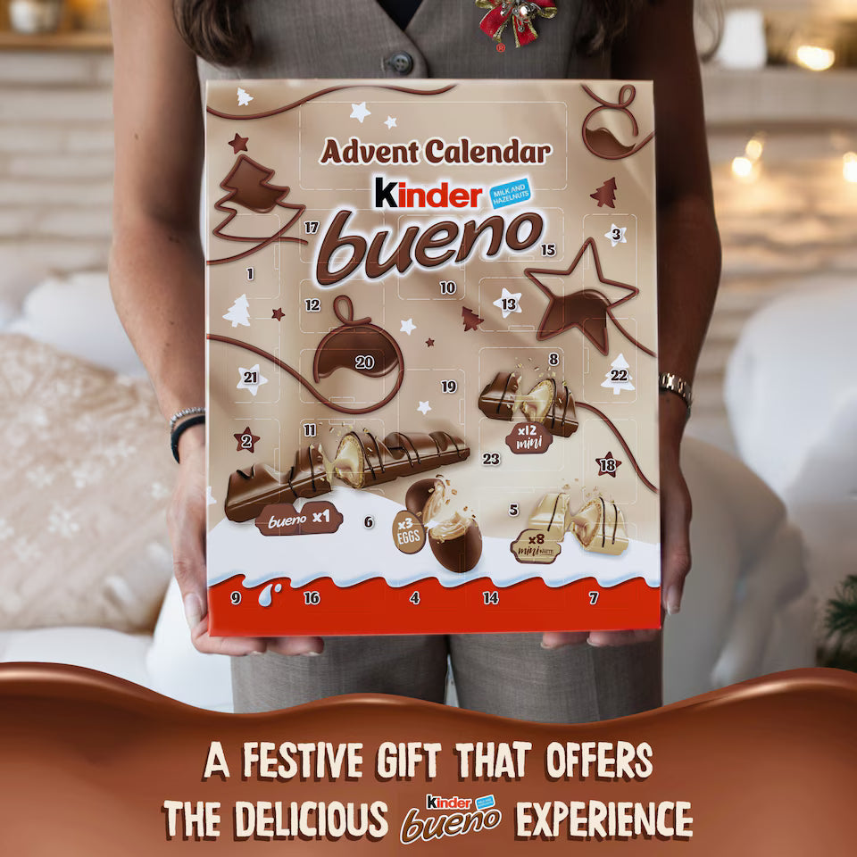 Kinder Bueno Milk and Hazelnuts Chocolate Advent Calendar 181g (Pack of 1)
