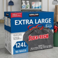 Kirkland Signature 124 Litre Flex-Tech Bin Bags, 90 Pack