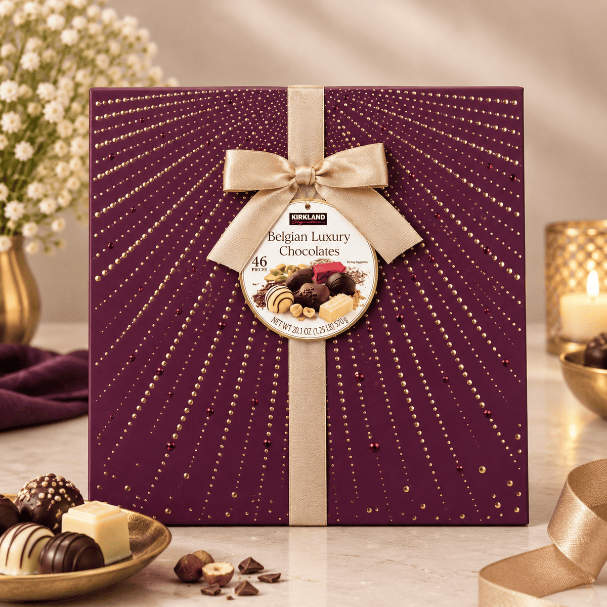 Kirkland Signature Belgian Luxury Chocolates Gift Box (570g) – Available in 3 Colors