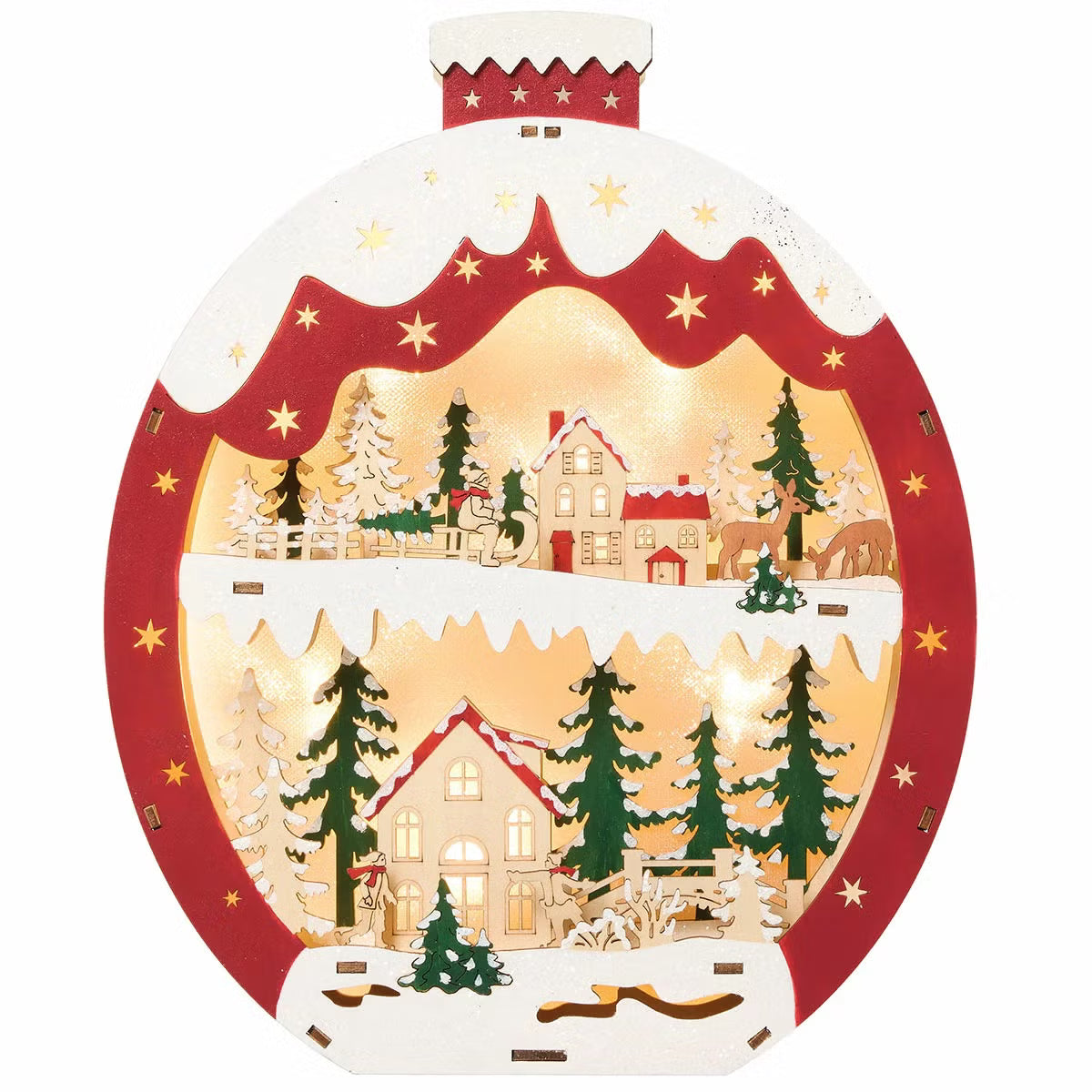 Light Up Wooden Holiday Star Styled Icons-Set Of 2