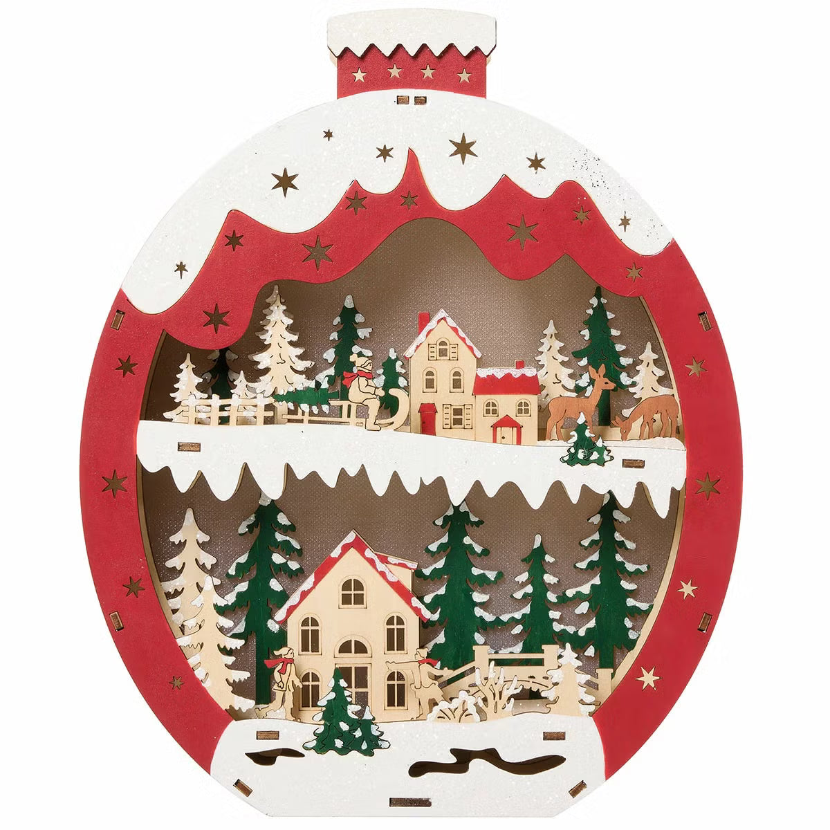 Light Up Wooden Holiday Star Styled Icons-Set Of 2