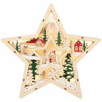 Light Up Wooden Holiday Star Styled Icons-Set Of 2