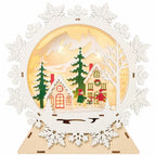 Light Up Wooden Holiday icons Tree & Snowflake-Set Of 2