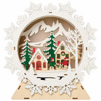 Light Up Wooden Holiday icons Tree & Snowflake-Set Of 2