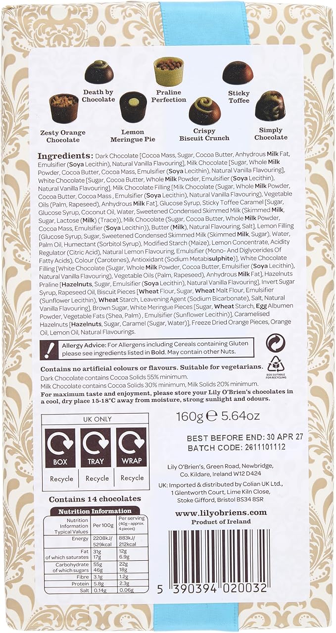 Lily O'Brien's Chocolate Selection Gift Wrap 160g (Pack of 1)