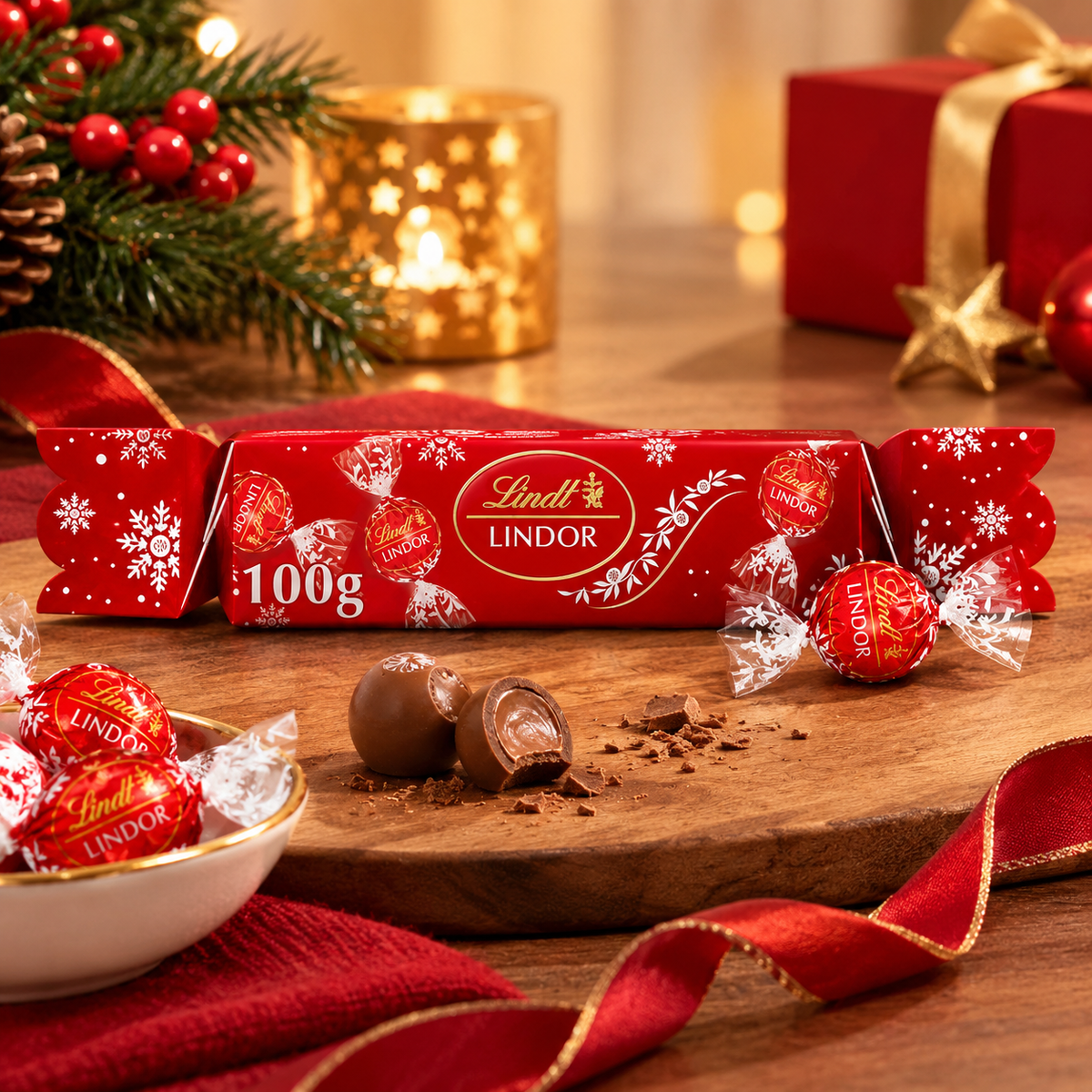 Lindt Lindor Milk Chocolate Truffles Cracker 100G (Pack of 1)