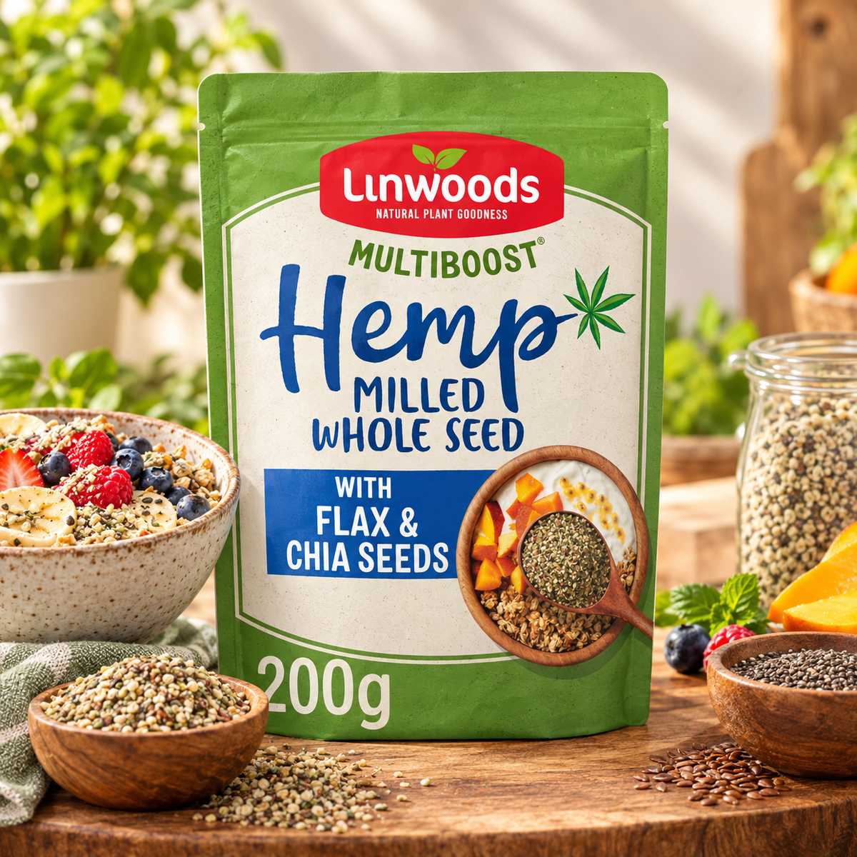 Linwoods Organic Milled Hemp Flax & Chia Seeds 200G (Pack of 1)