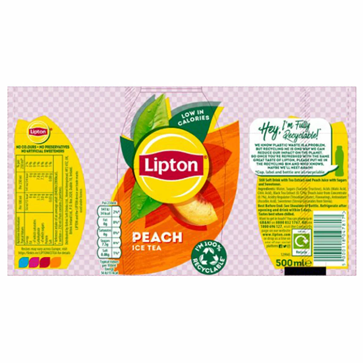 Lipton Peach Iced Tea, 12 x 500ml