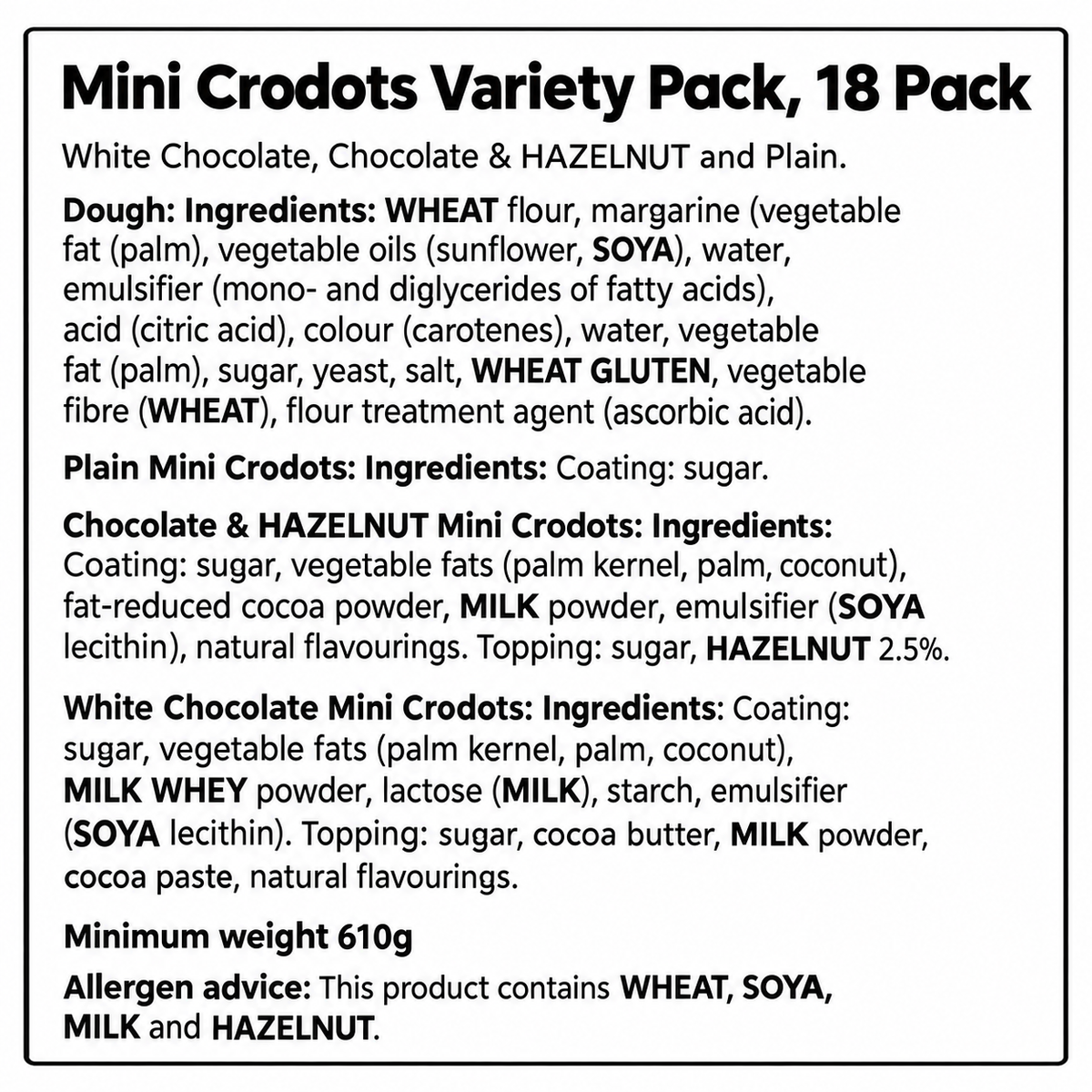 Mini Crodots Variety Pack, 18 Per Pack