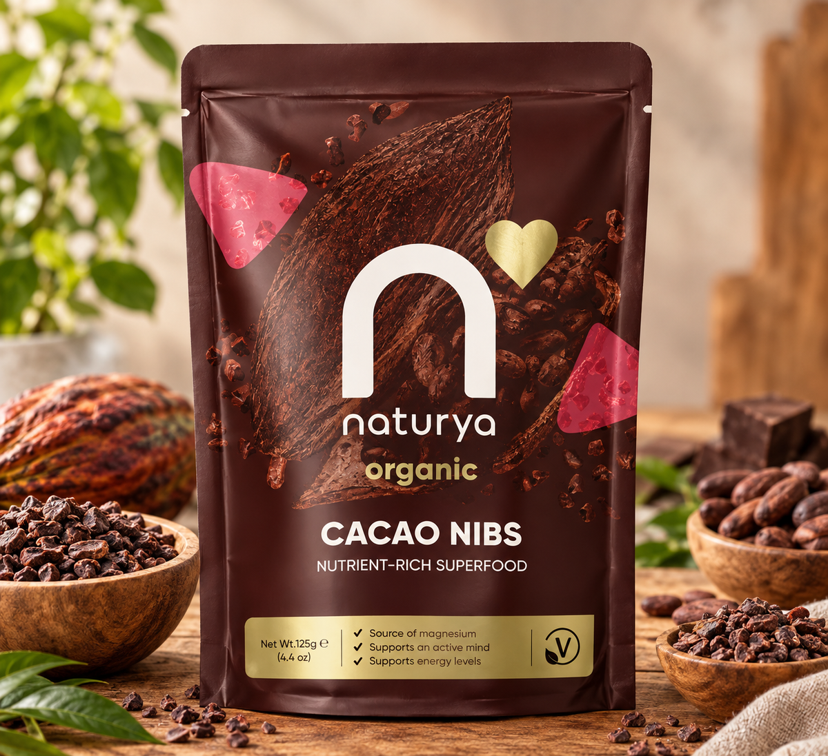 Naturya Organic Cacao Nibs 125G (Pack of 1)
