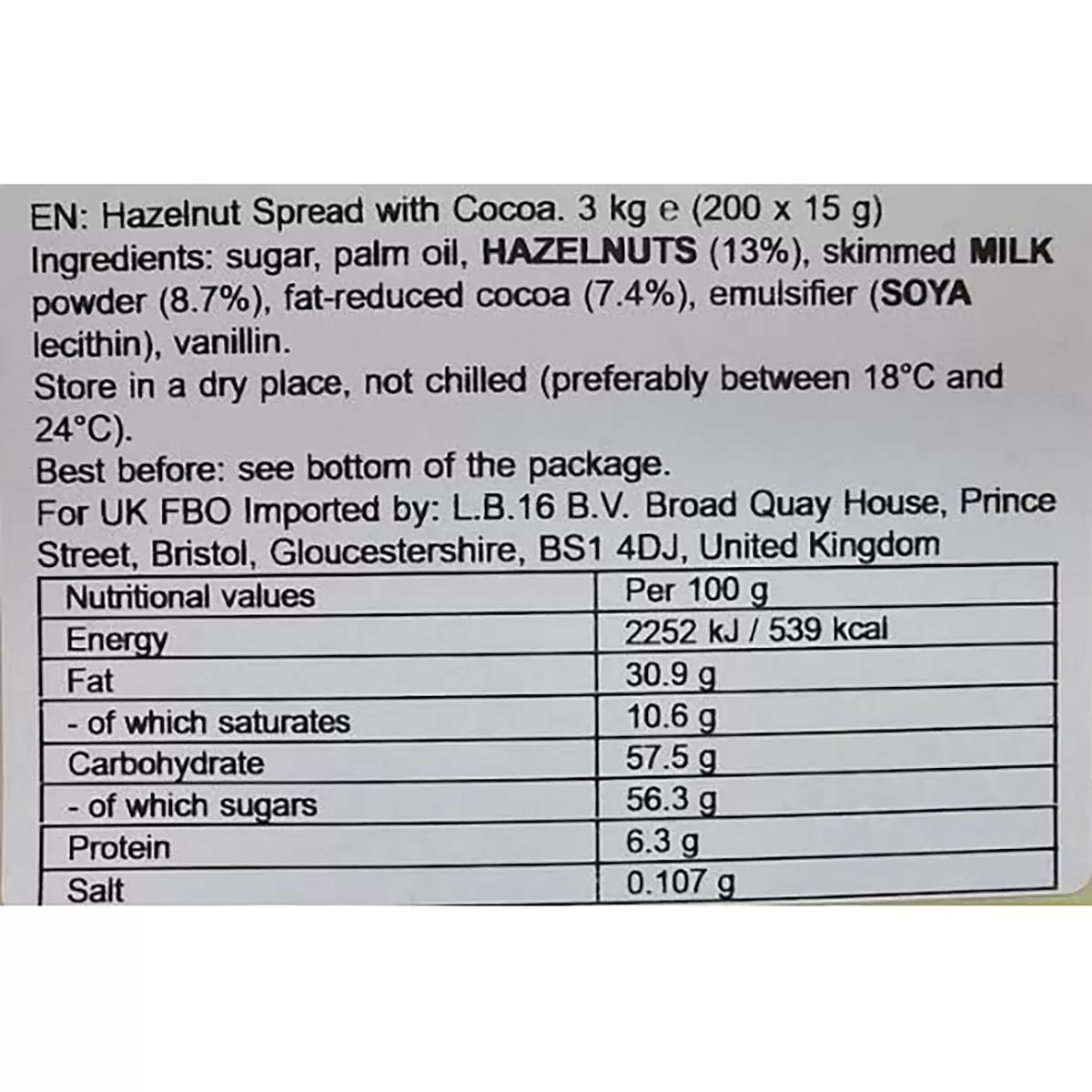 Nutella Hazelnut Spread, 3kg