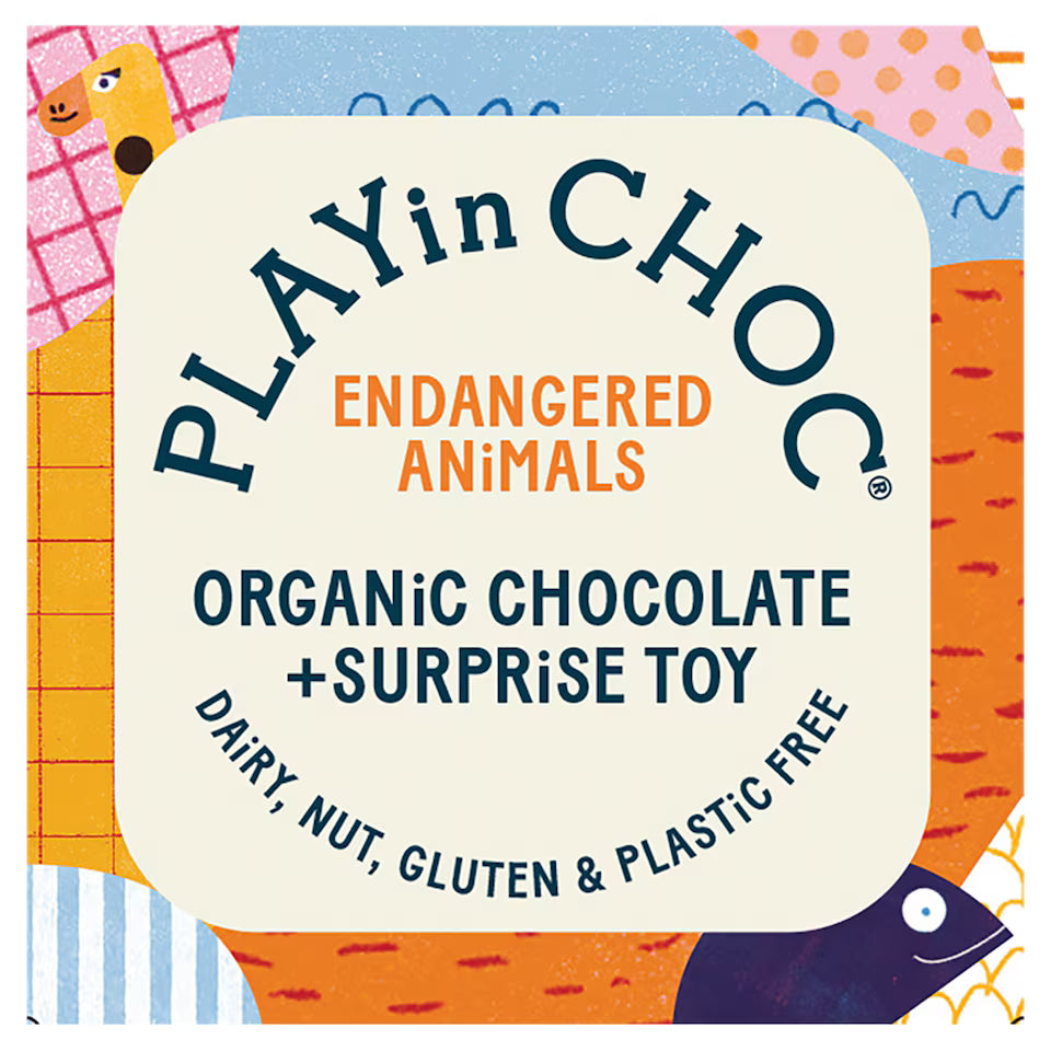 PLAYin CHOC Toy Choc Box Endangered Animals Organic Chocolate & Surprise Toy (Pack of 1)