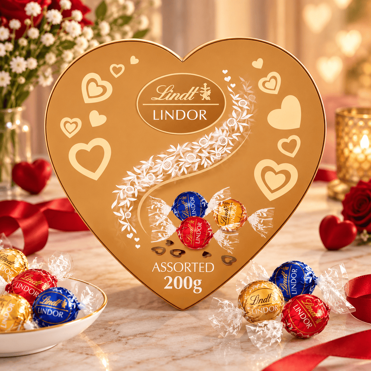 Lindt Lindor Assorted Chocolate Truffels Heart 200G (Pack of 1)