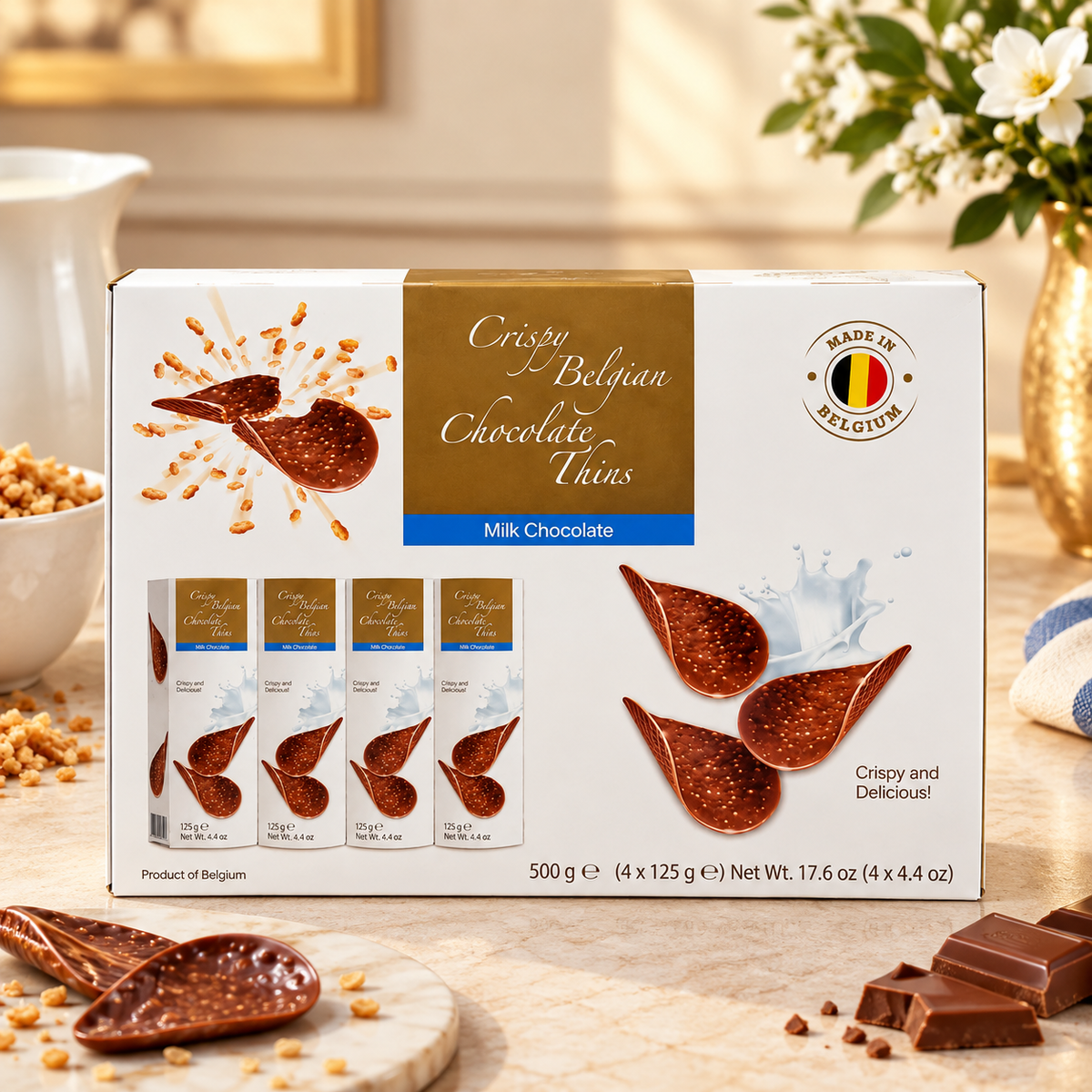 Royal Chocolate Milk Chocolate Crispy Belgian Chocolate Thins (500g)