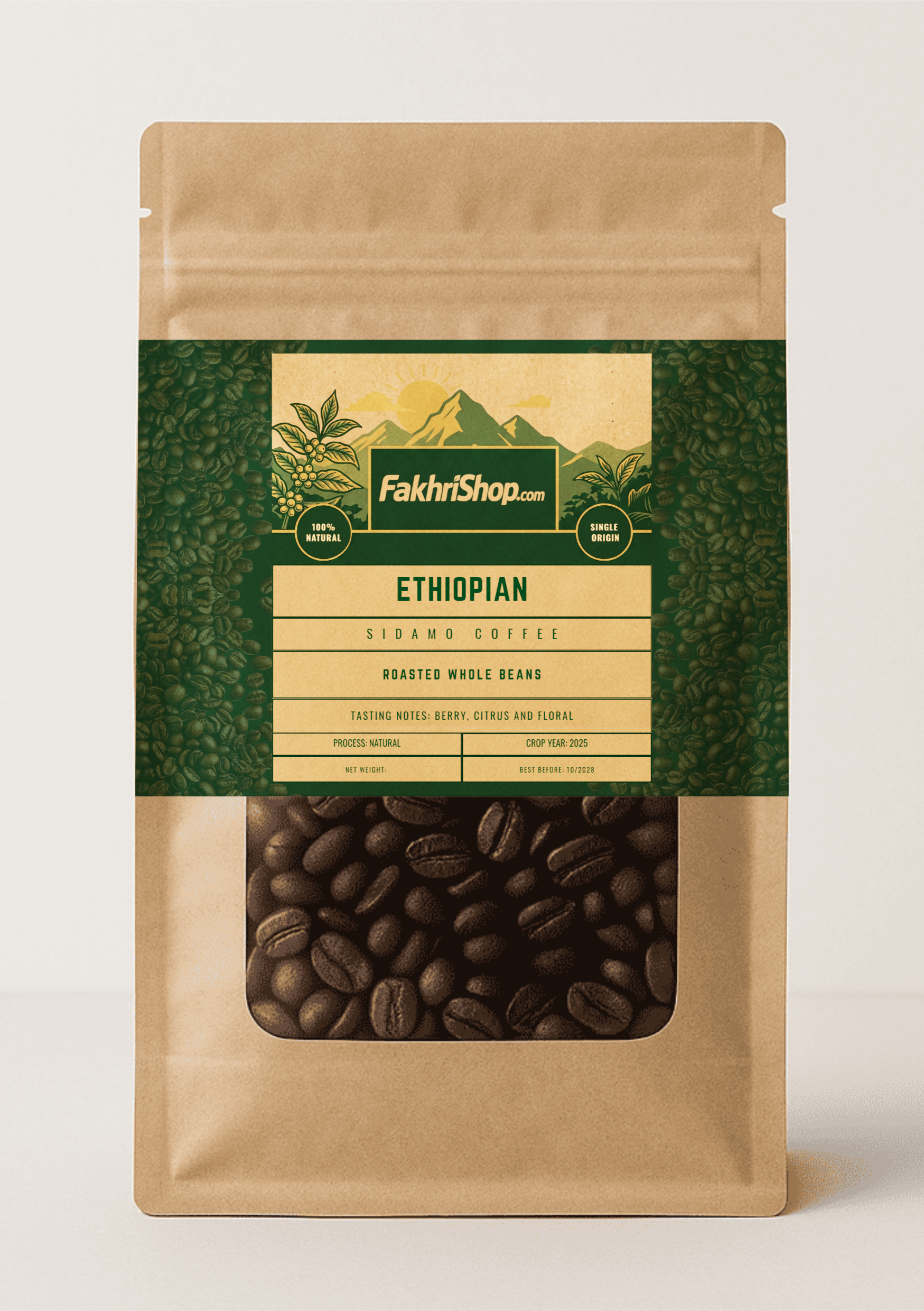 Ethiopian Sidamo Roasted Coffee Beans 1kg