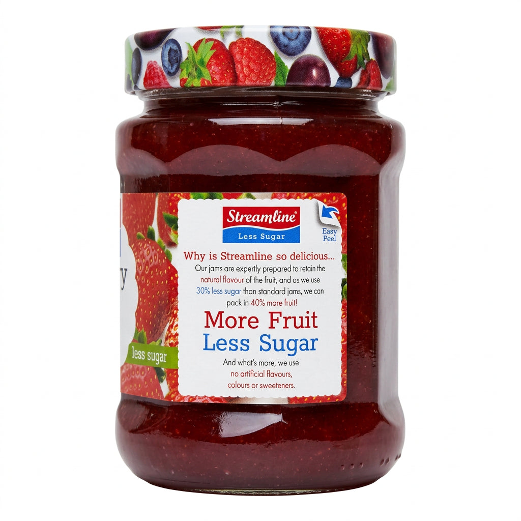 Streamline Reduced Sugar Strawberry Jam 340G