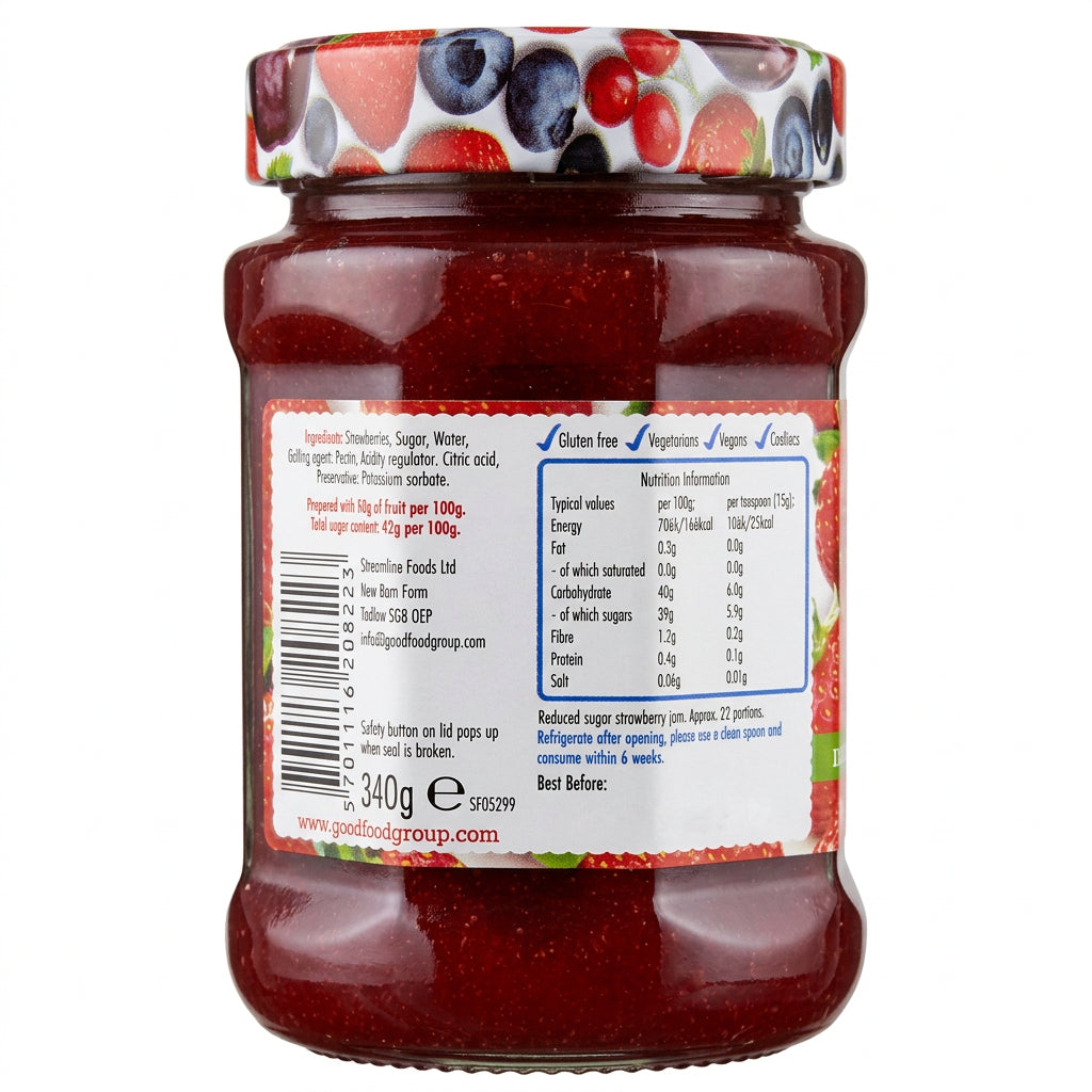 Streamline Reduced Sugar Strawberry Jam 340G