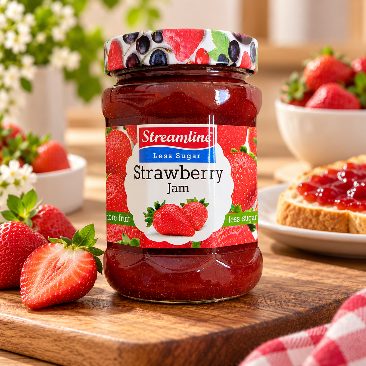 Streamline Reduced Sugar Strawberry Jam 340G