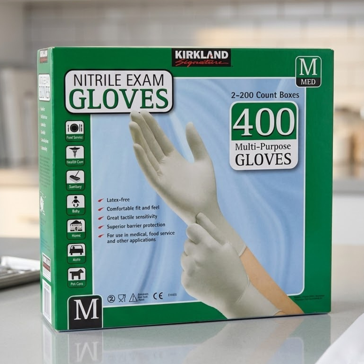 Kirkland Signature Medium Nitrile Gloves, 2 x 200 Pack