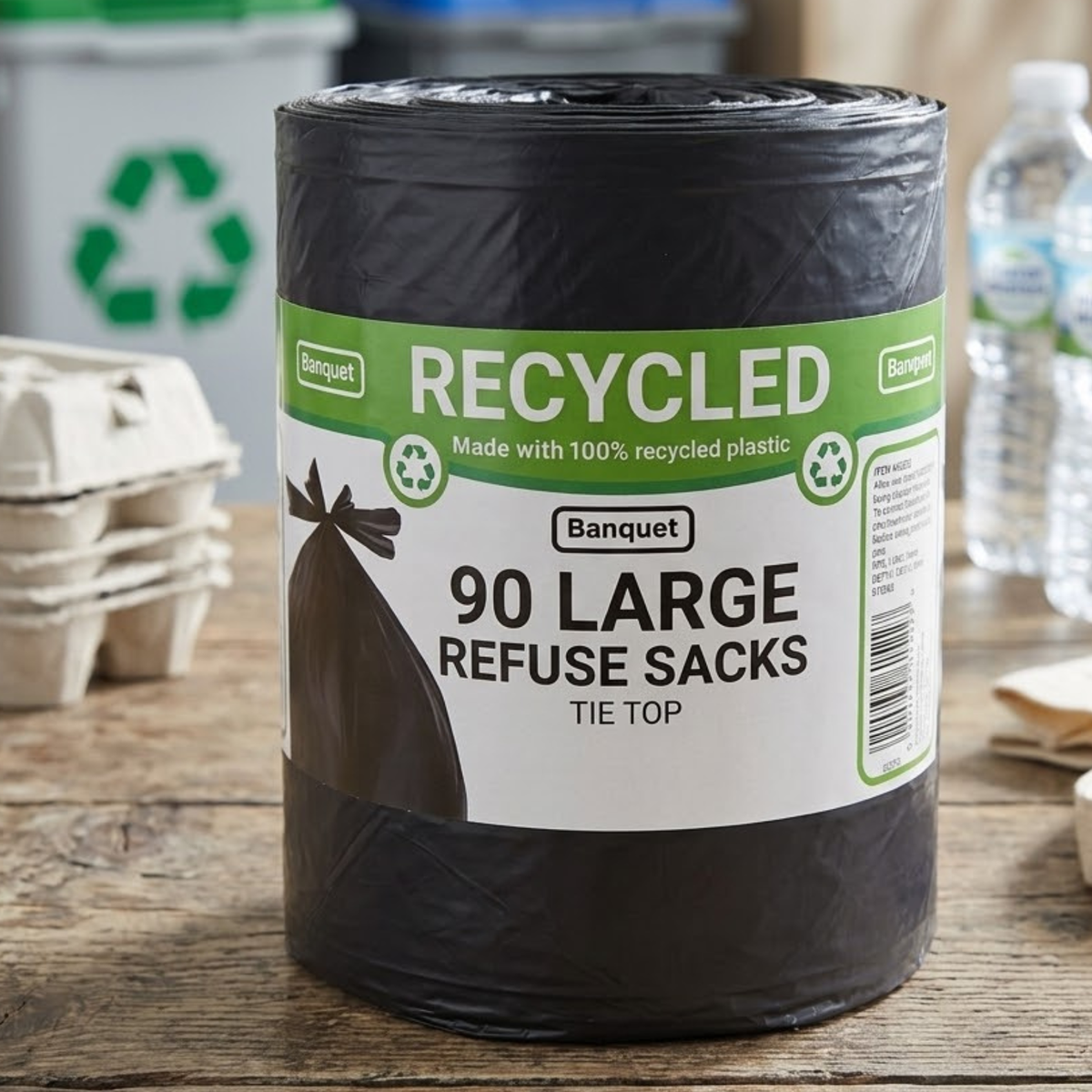 Banquet Recycled Tie Top Large Refuse Sacks, 90 Bags