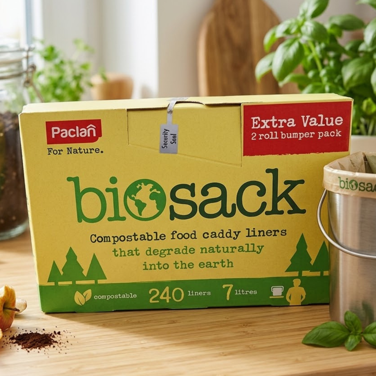 Biosack Compostable Food Caddy Liners, 2 x 120 Bags
